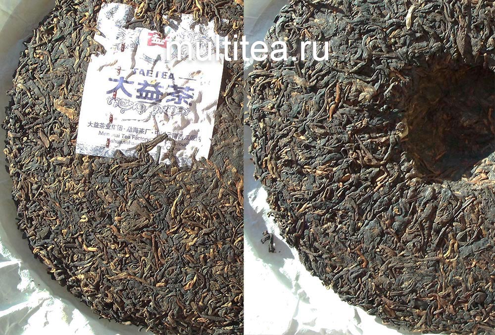 верхняя и нижняя части торта шу пуэра RUN PINMenghai Tea Factory